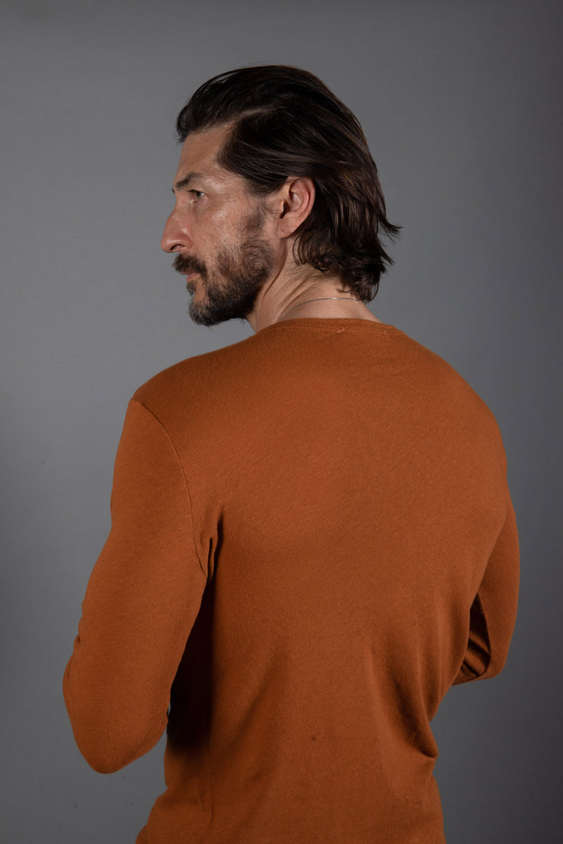 Men's Linen Blend Wide Cuff Long Sleeve Tee