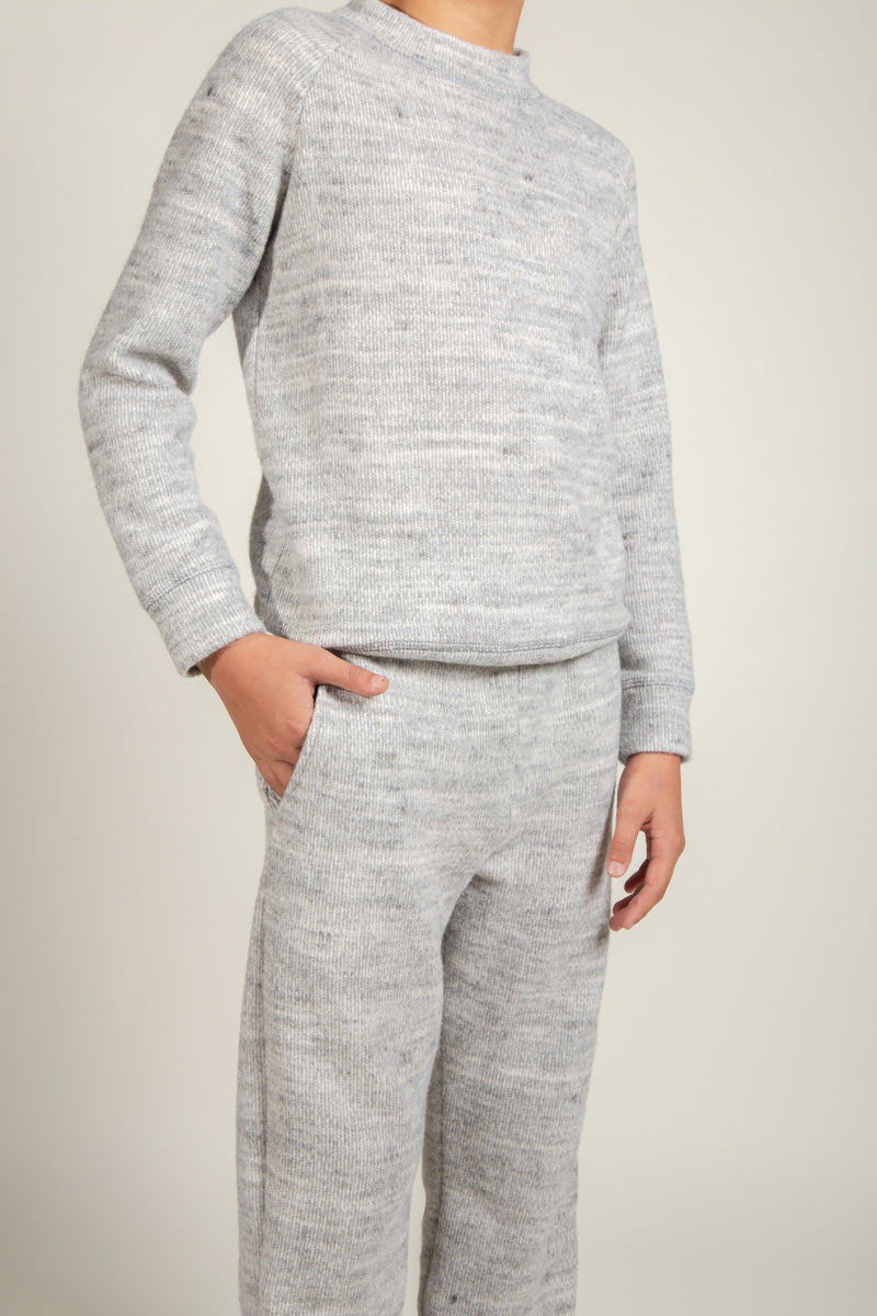 Boy's Soft Knit Crewneck — Heather Grey