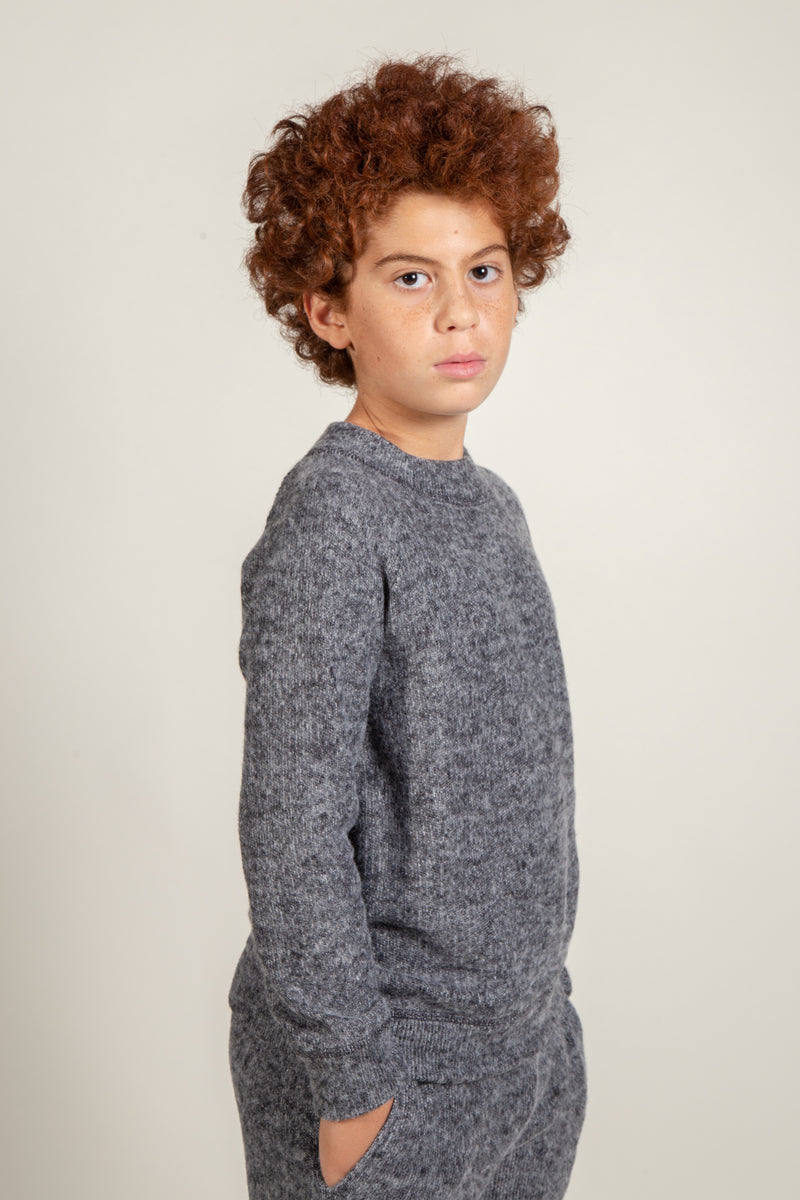 Boy's Soft Knit Crewneck — Black