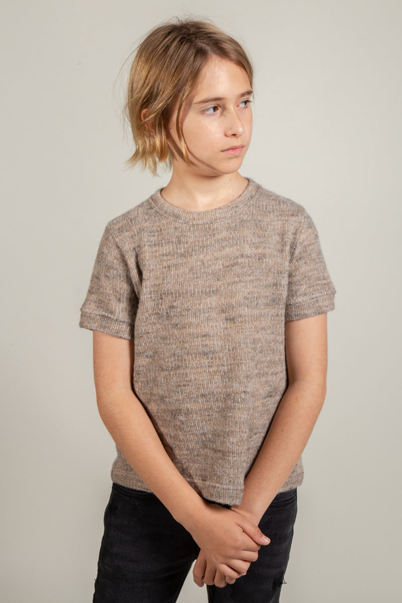 Youth Melange Soft Knit Novelty Tee — Camel