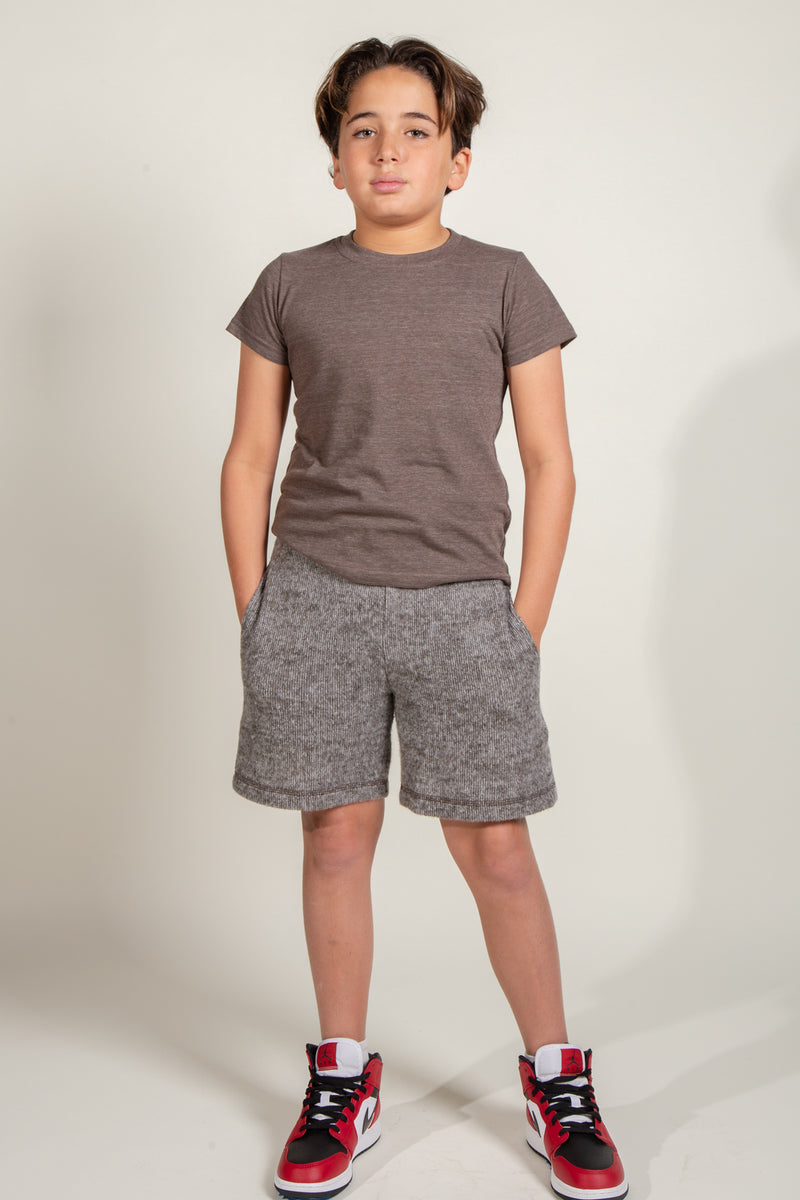 Boy's Soft Knit Short — Brown