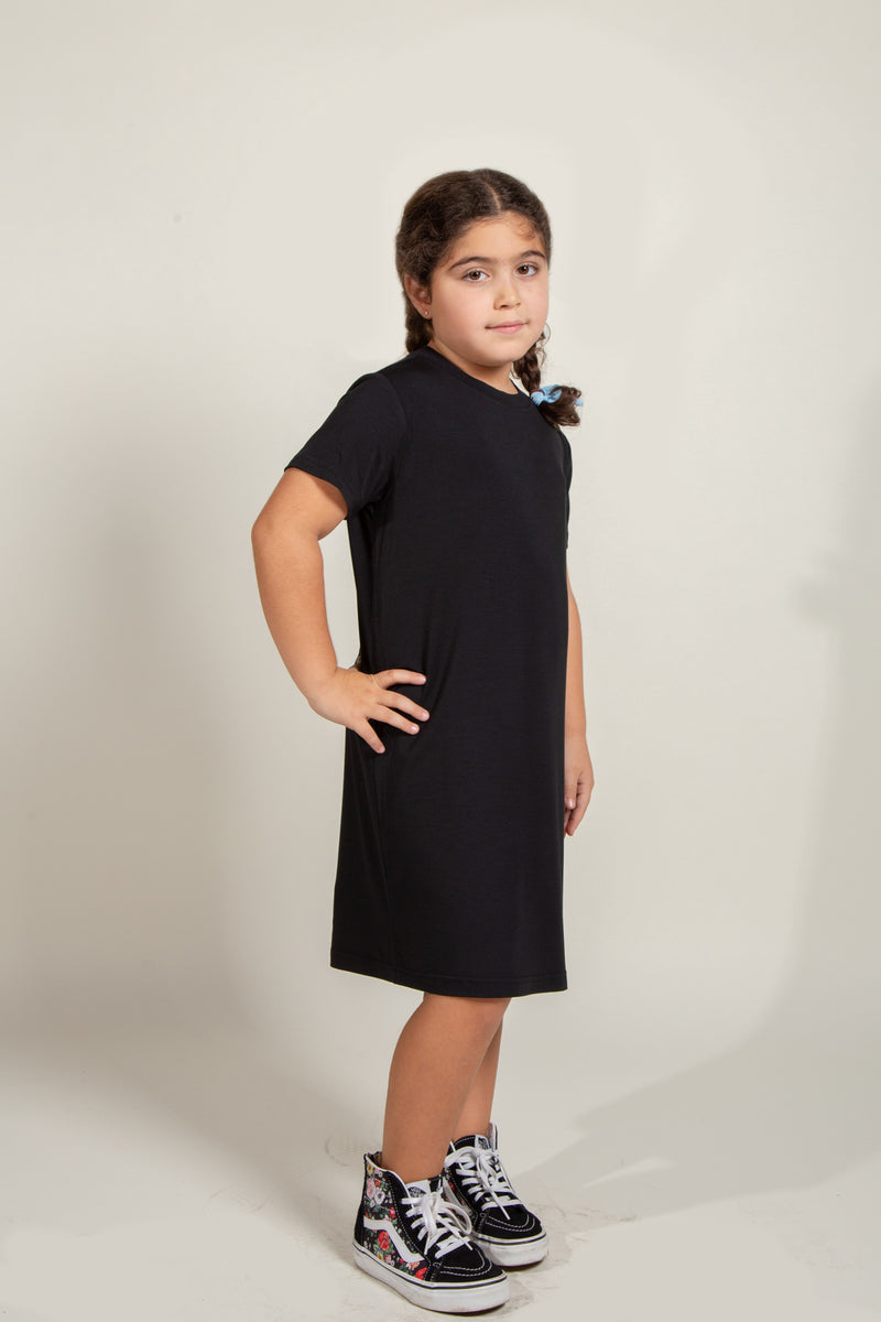 Girl's Modal Dress — Black