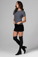 Women's Linen Blend Crew Neck Tee - Grey - view 2