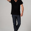 Men's Linen Blend Cross V-Neck Tee