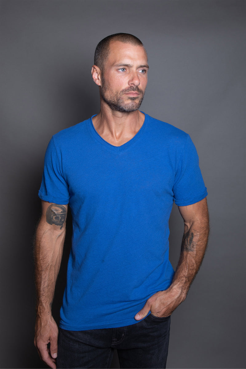 Men's Cotton Linen V-Neck Tee