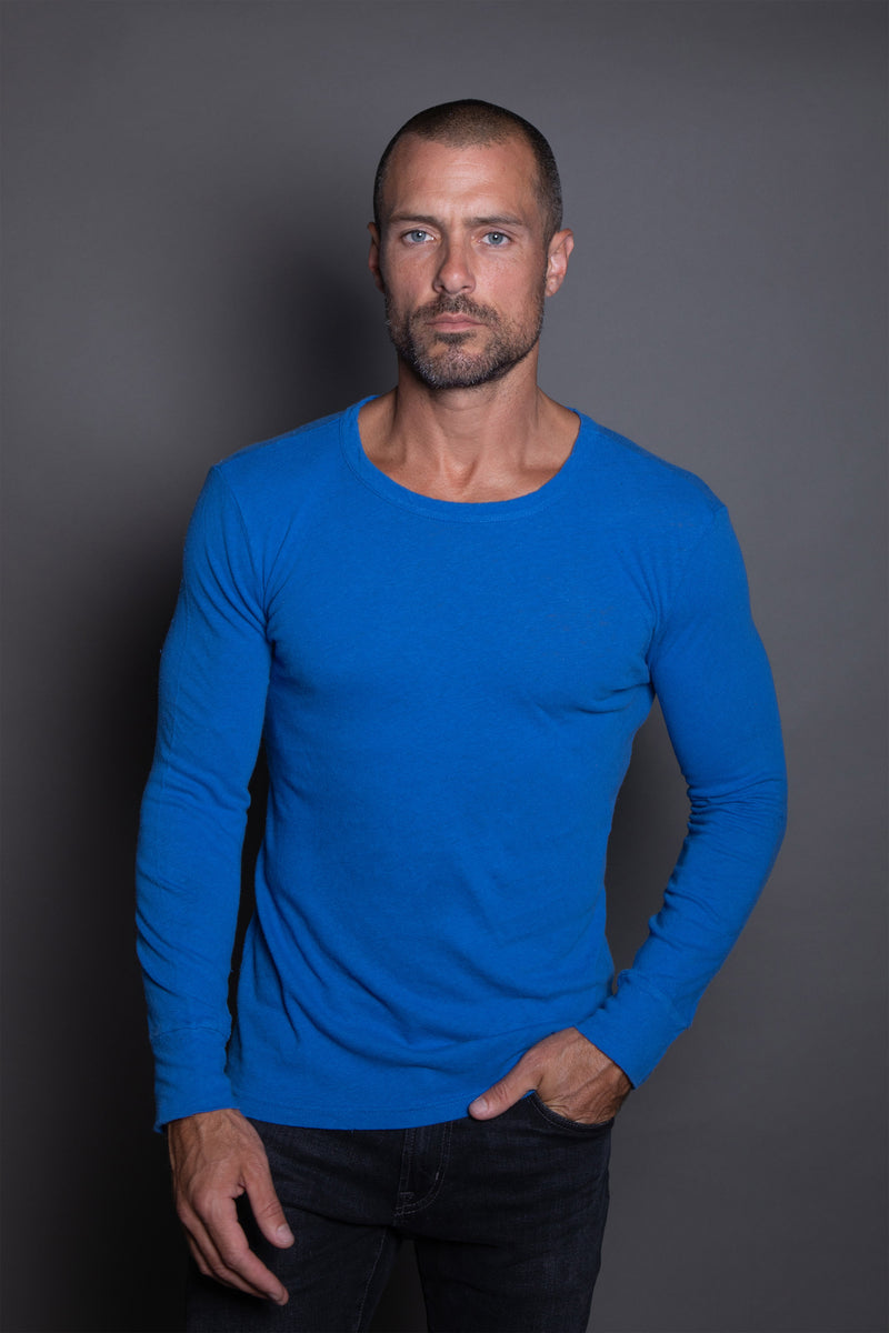 Men's Linen Blend Wide Cuff Long Sleeve Tee