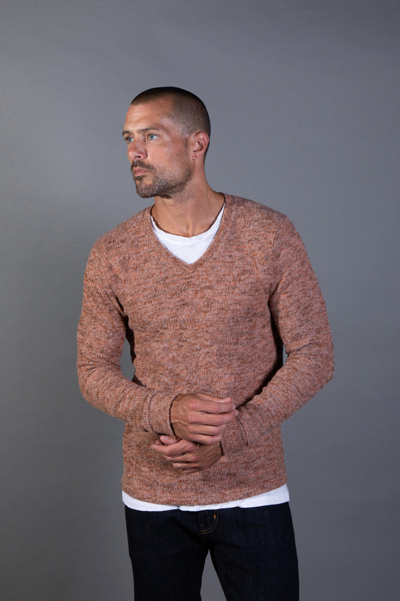 Men's Soft Knit Melange V-Neck Sweater