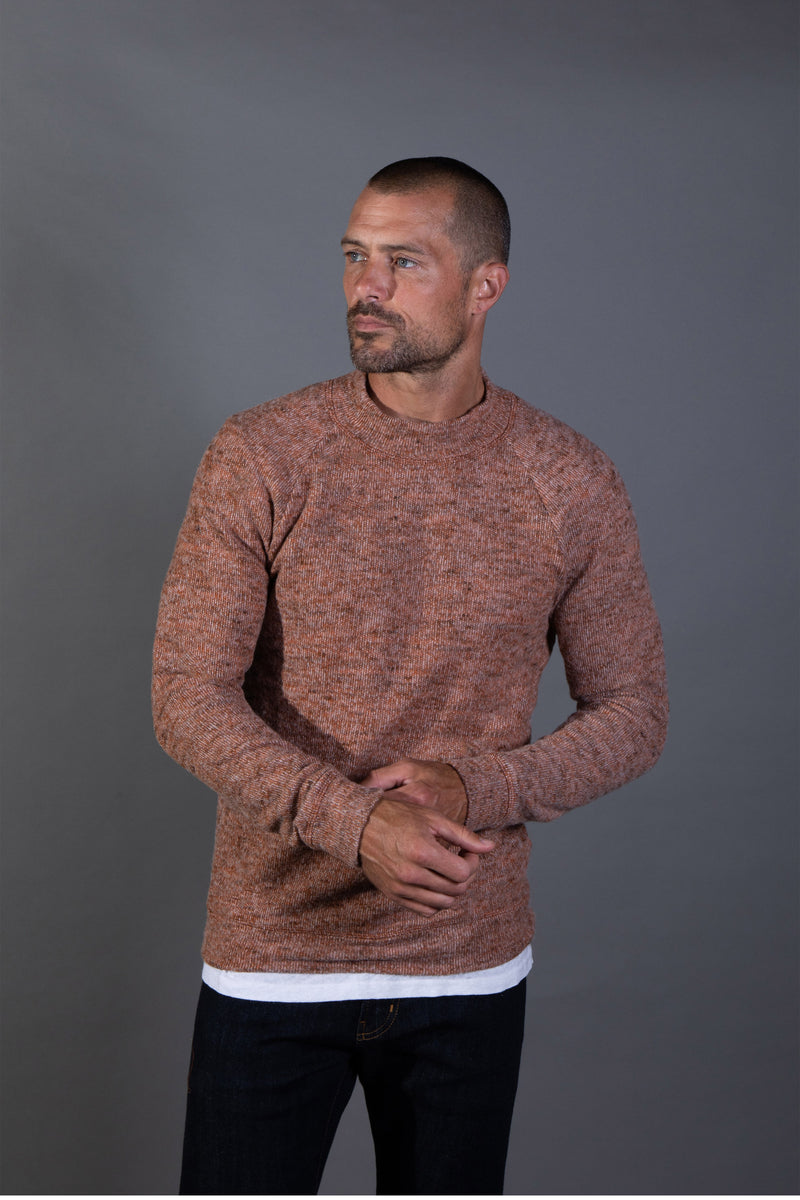 Men's Soft Knit Melange Wide Neck Pullover Sweater