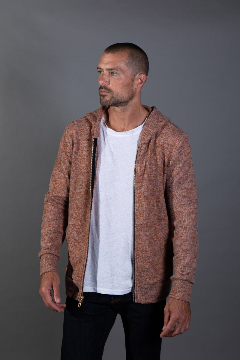 Men's Soft Knit Melange Zip Front Hoodie