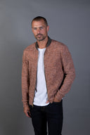 Men's Soft Knit Melange Bomber Jacket — Mika Jaymes (view 4)