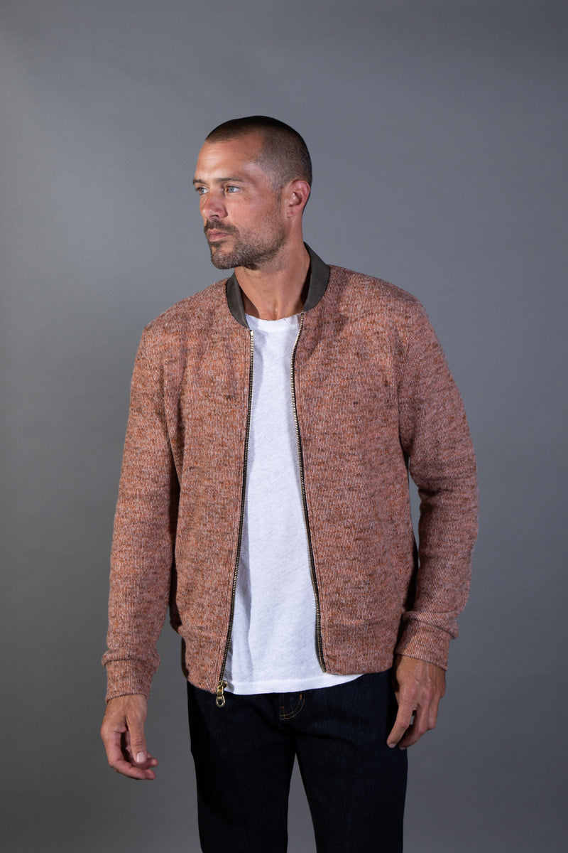 Men's Soft Knit Melange Bomber Jacket