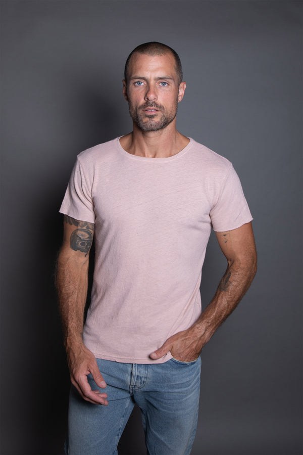 Men's Linen Blend Crew Neck Tee