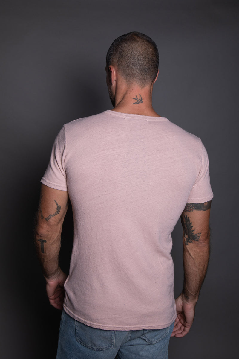 Men's Linen Blend Wide Neck Band Tee