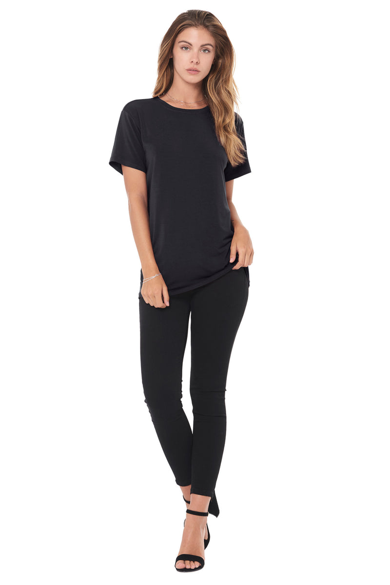 WOMEN'S MODAL CREW NECK TEE - BLACK — BLACK