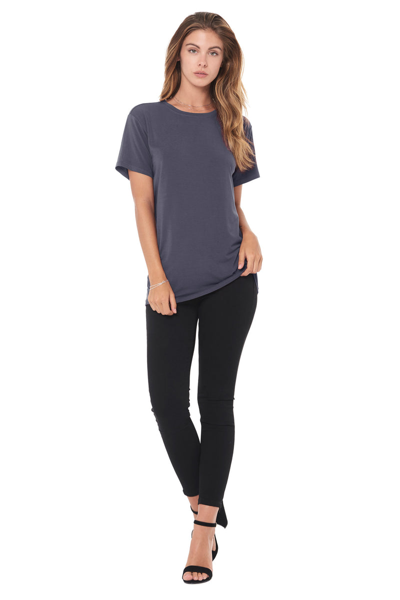 WOMEN'S MODAL CREW NECK TEE - GRAPHITE — GRAPHITE