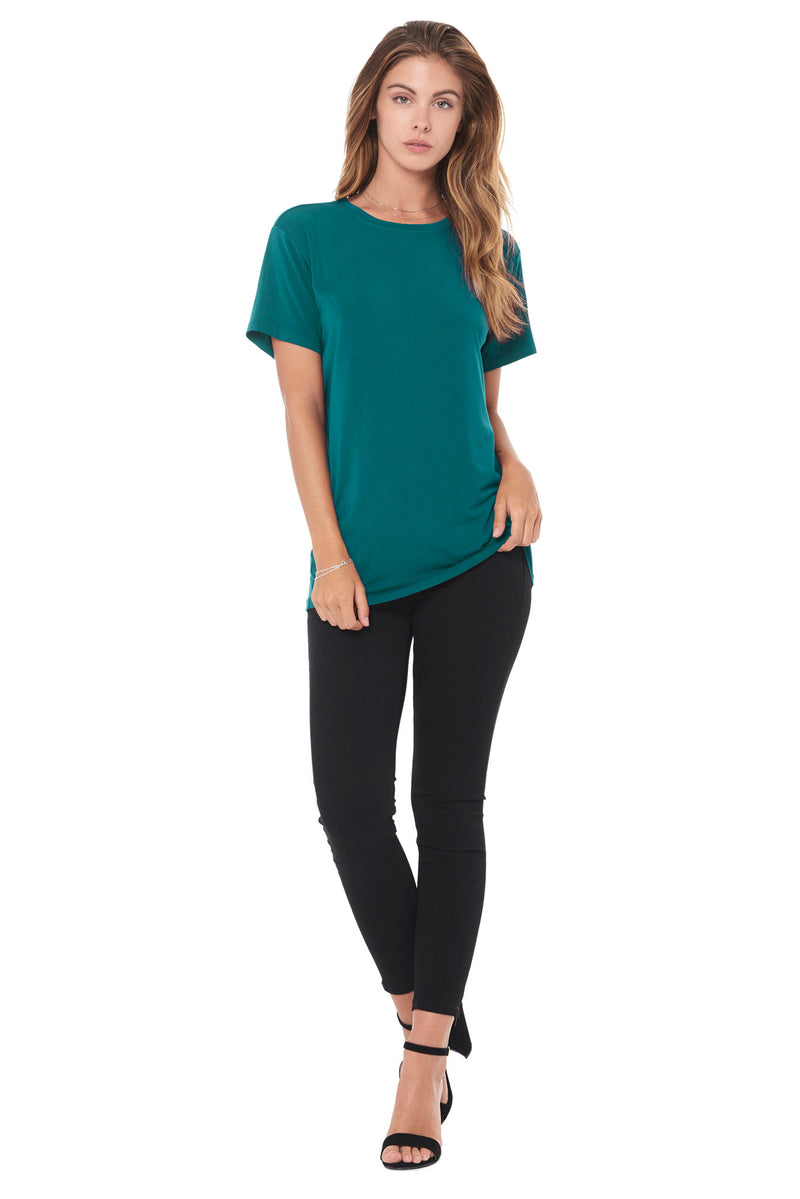 WOMEN'S MODAL CREW NECK TEE - TEAL — TEAL