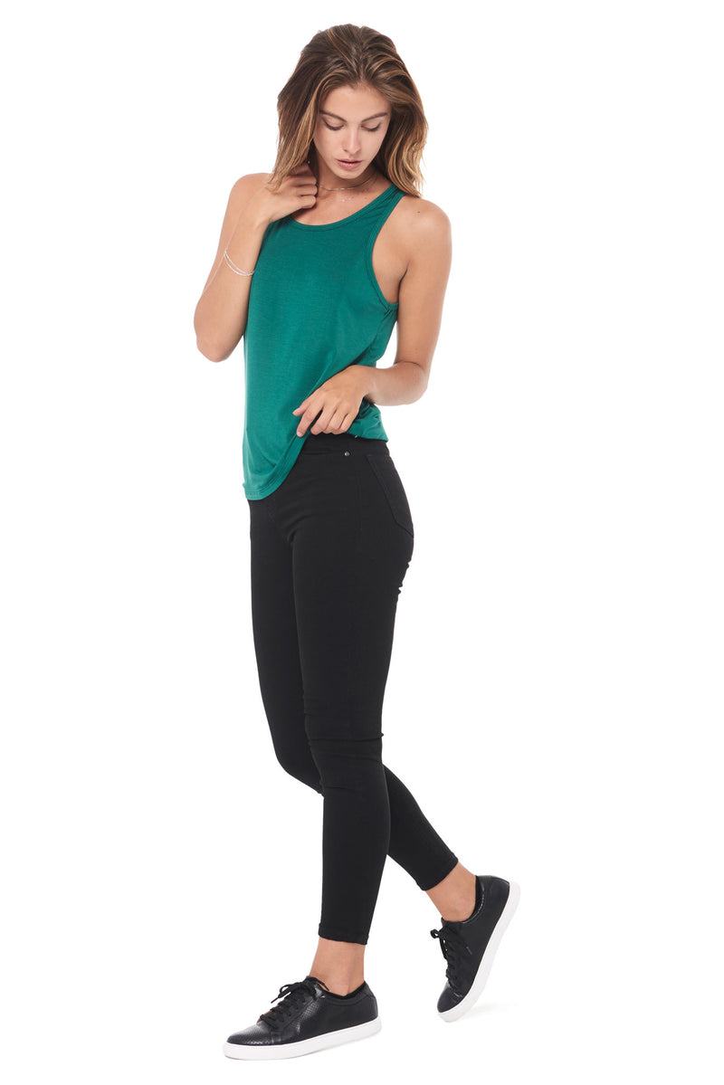 WOMEN'S MODAL SCOOP NECK TANK TOP - TEAL — TEAL