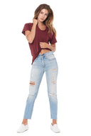 Women's Modal V-Neck Tee - Maroon - view 3