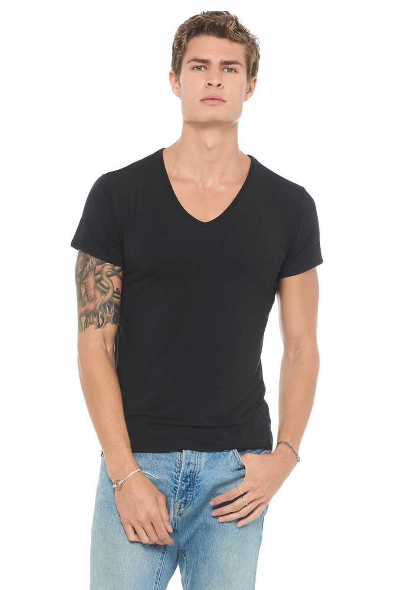 Men's Heavy Cotton V-Neck Tee — Black