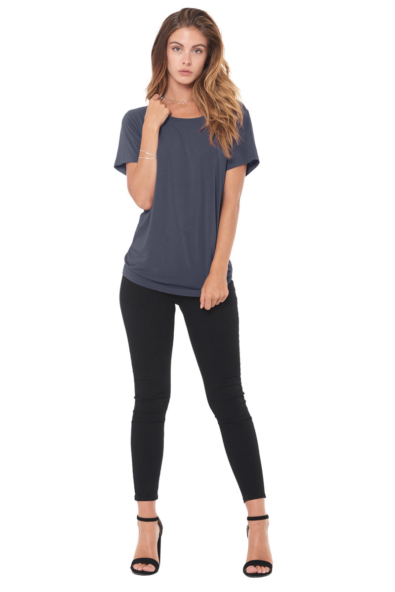 WOMEN'S MODAL WIDE NECK TEE - GRAPHITE — GRAPHITE
