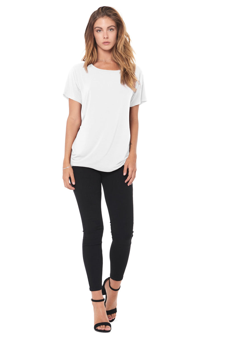 WOMEN'S MODAL WIDE NECK TEE - WHITE — WHITE