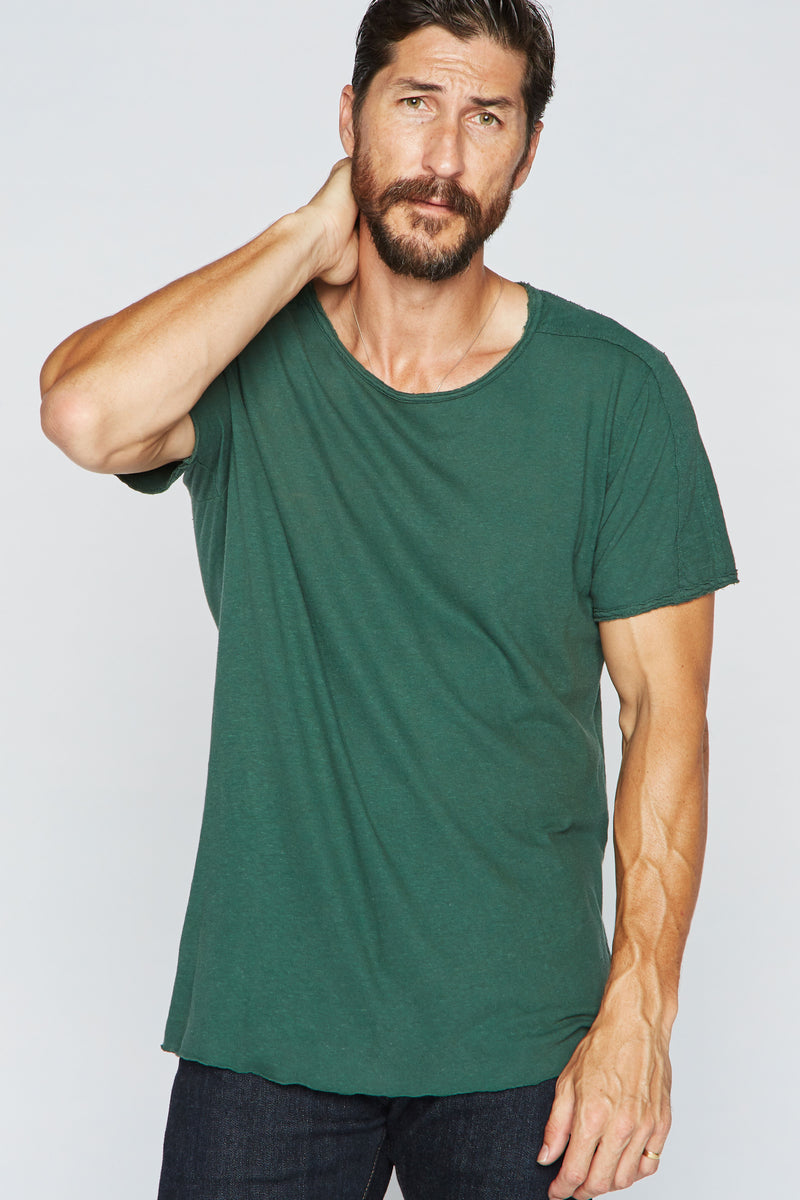 Men's Cotton Linen Patch Sleeve Tee