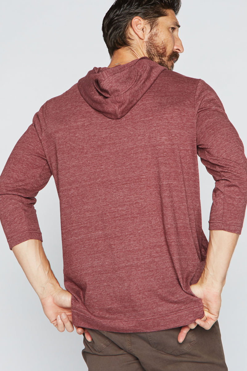 Men's 3/4 Sleeve Cowl Neck Visor Hoodie