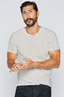 Men's Raw Edge Patch Sleeve Stripe Tee - view 10