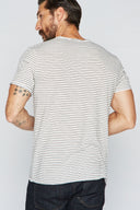 Men's Raw Edge Patch Sleeve Stripe Tee - White / Black - view 3
