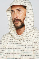 Men's Cambridge 3/4 Sleeve Cowl Neck Visor Hoodie Sweater - Hacci Slub Black/Ivory Stripe - view 4