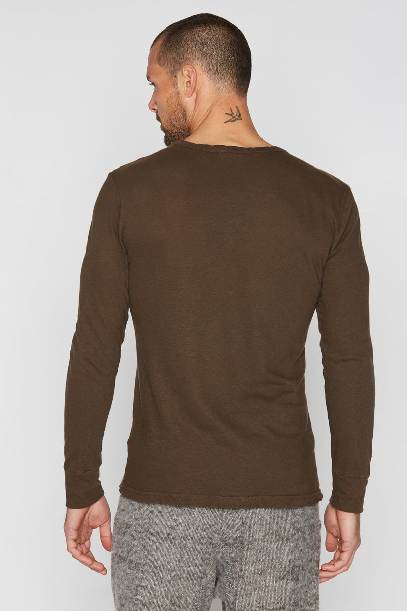 Men's Linen Blend Wide Cuff Long Sleeve Tee