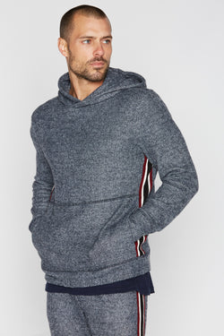 Men's Soft Knit Melange Side Stripe Hoodie