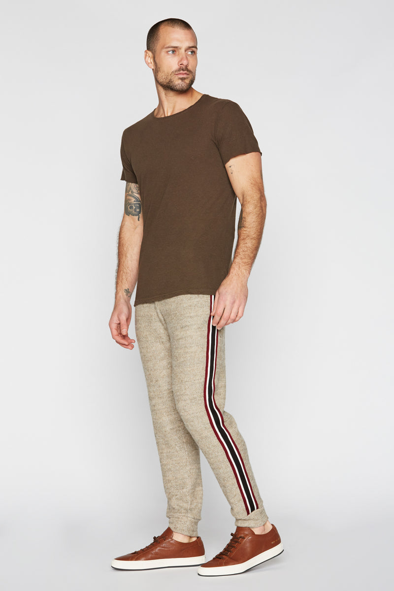 Men's Soft Knit Melange Stripe Side Pant — Camel