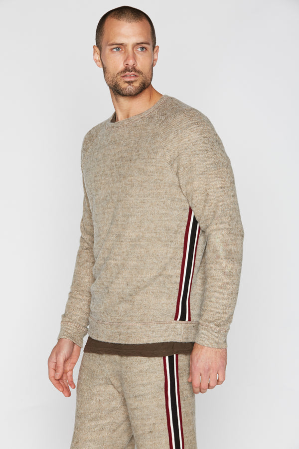 Men's Soft Knit Melange Side Stripe Pullover Sweater