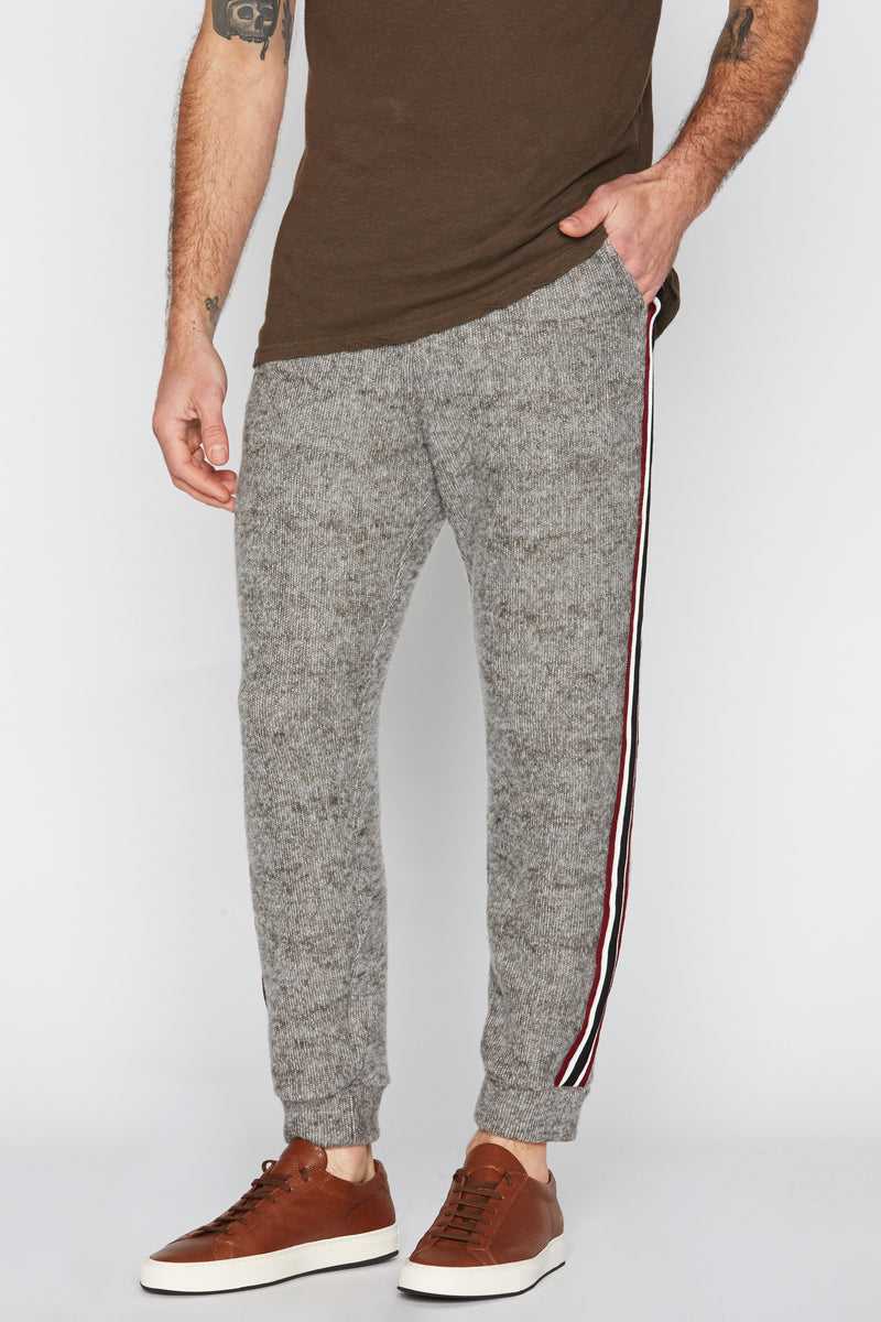 Men's Soft Knit Melange Stripe Side Pant — Brown