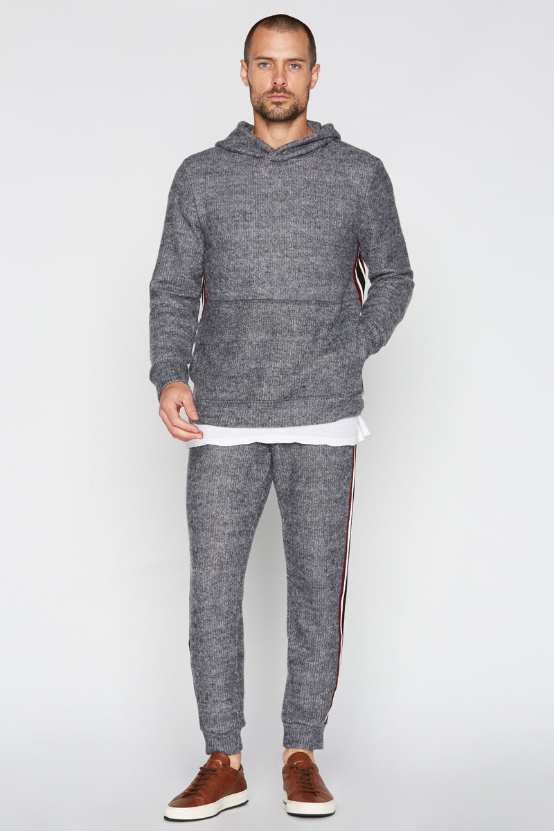 Men's Soft Knit Melange Stripe Side Pant — Grey