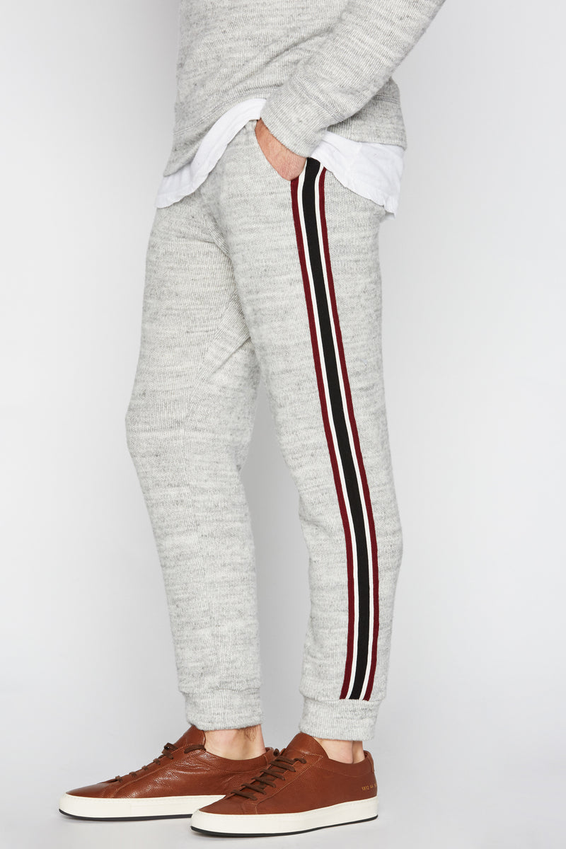 Men's Soft Knit Melange Stripe Side Pant — Heather Grey