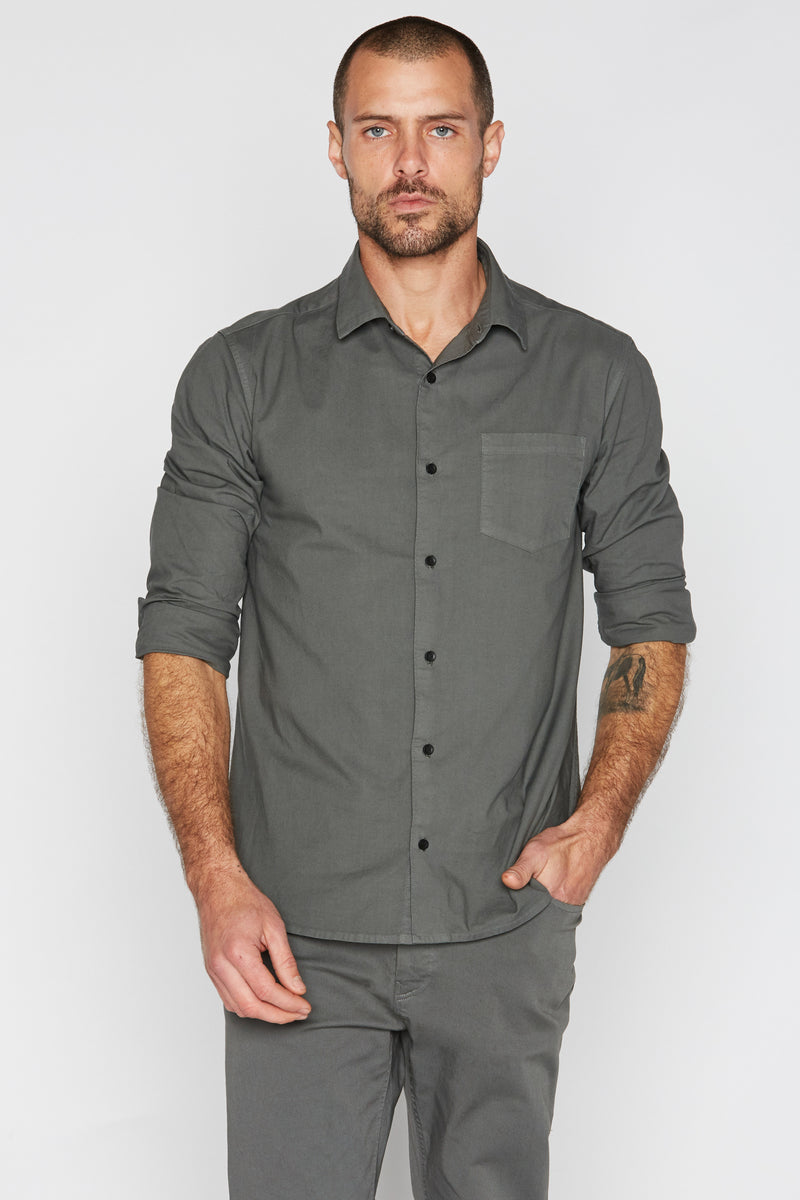 Men's Cotton Button Up Shirt — Grey