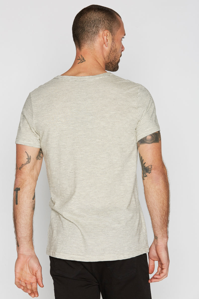 Men's Cross V-Neck Stripe Tee