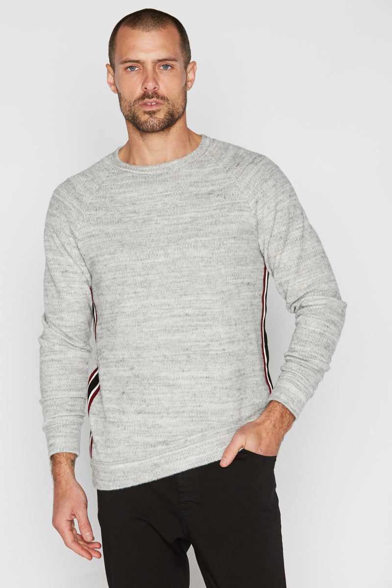 Men's Soft Knit Melange Side Stripe Pullover Sweater — Heather Grey