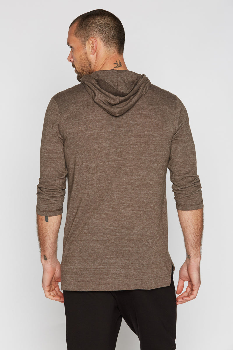 Men's 3/4 Sleeve Cowl Neck Visor Hoodie