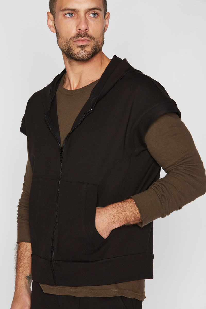 Men's Performance Ponte Zip Front Sleeveless Hoodie