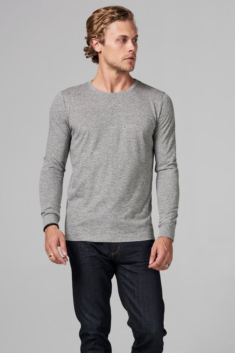Men's Novelty Texture Long Sleeve Pullover — Heather Slub