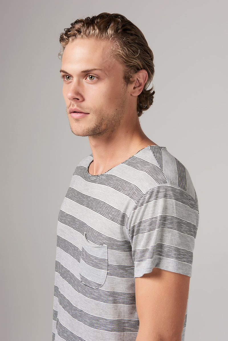 MEN'S POCKET SAILOR CREW NECK TEE - RETRO STRIPE