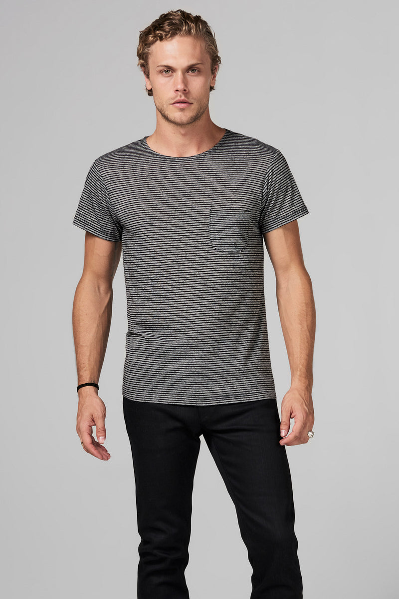 Men's Pocket Sailor Crew Neck Tee - Thin Stripe — THIN STRIPE