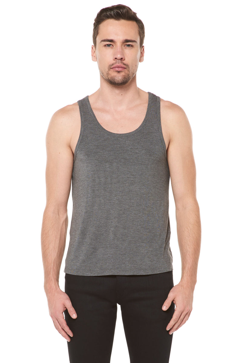 MEN'S MODAL SCOOP NECK TANK TOP - HEATHER GREY — HEATHER GREY
