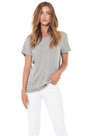 Women's Novelty Texture Wide Neck Tee - Melange