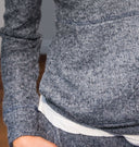 Women's Melange Knit Pullover Hoodie - Navy - view 4